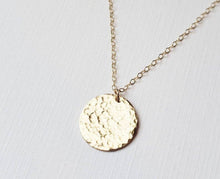 Load image into Gallery viewer, Large Hammered Gold Disk Necklace