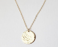 Load image into Gallery viewer, Large Hammered Gold Disk Necklace