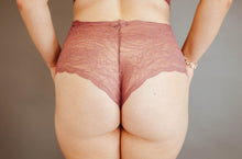 Load image into Gallery viewer, All Lace Roses Bralette + High-Waisted Boyshort (Mulberry)