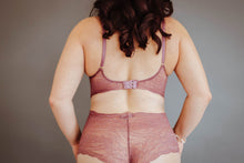 Load image into Gallery viewer, All Lace Roses Bralette + High-Waisted Boyshort (Mulberry)