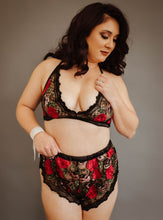 Load image into Gallery viewer, Tall Triangle Bralette--Wild Roses Embroidery