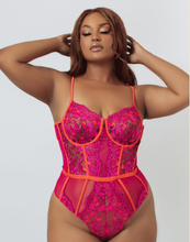 Load image into Gallery viewer, Orchid & Cherry Embroidered Underwire Bodysuit