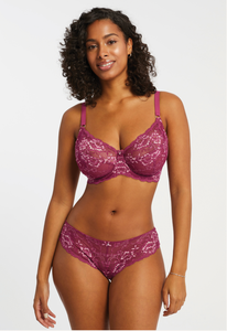 Signature Lace Brazilian in Cranberry/Rose