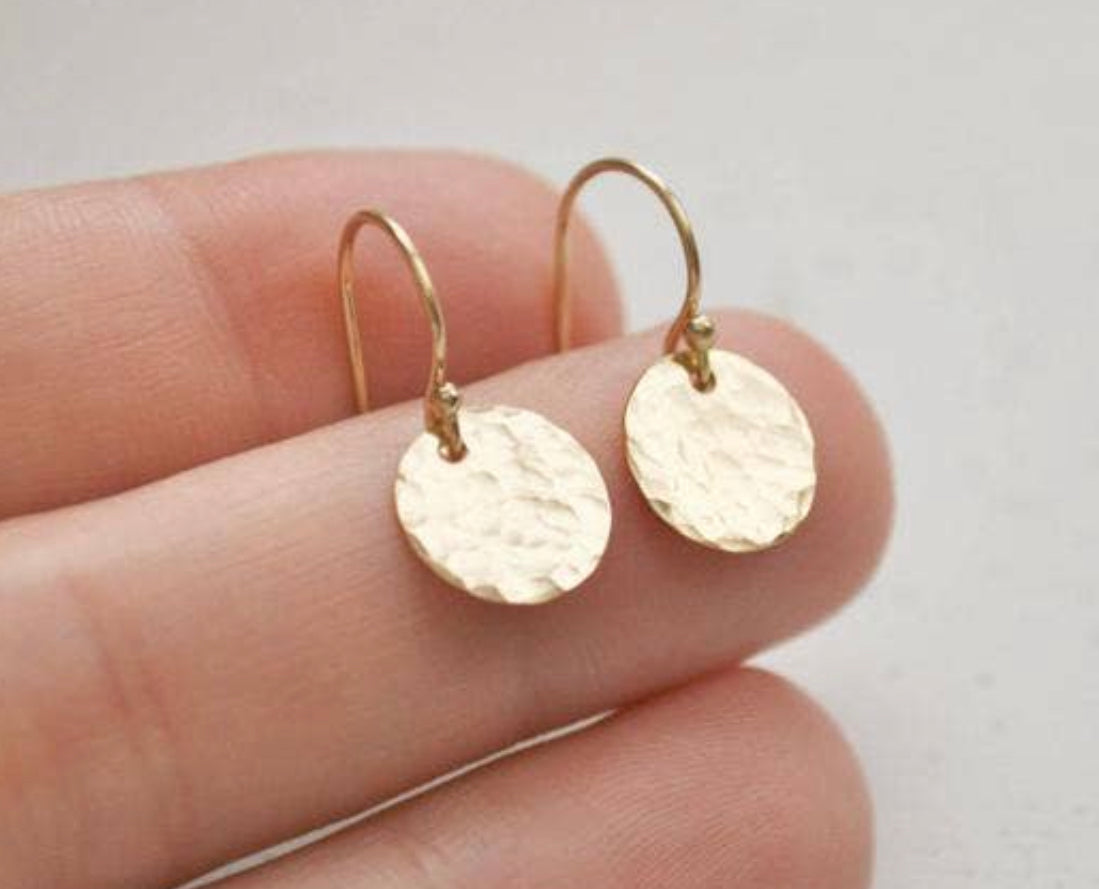 Hammered Gold Disk Earrings