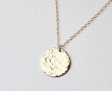 Load image into Gallery viewer, Large Hammered Gold Disk Necklace
