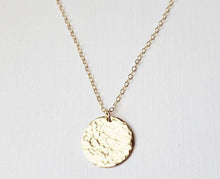 Load image into Gallery viewer, Large Hammered Gold Disk Necklace

