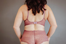 Load image into Gallery viewer, All Lace Roses Bralette + High-Waisted Boyshort (Mulberry)
