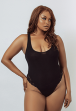 Load image into Gallery viewer, Rib &amp; Lace Black Bodysuit
