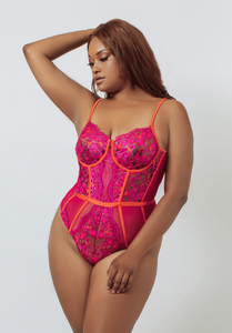 Orchid & Cherry Embroidered Underwire Bodysuit