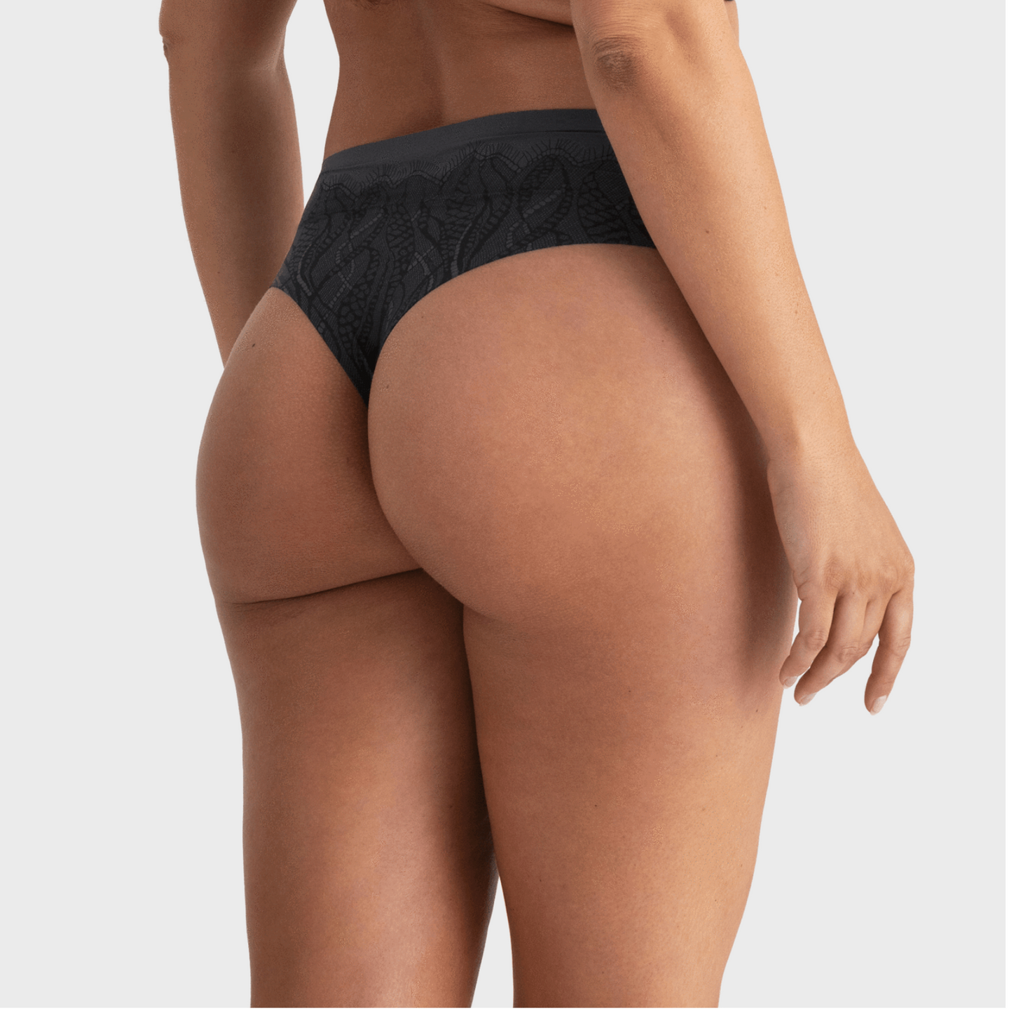 High-Waisted Thong (Midnight Lace)