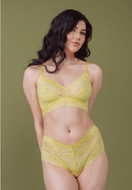 Rib & Lace High Waist Thong (Lemonade)