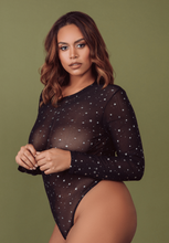 Load image into Gallery viewer, Mesh Bodysuit (Black w/ Foil Stars)
