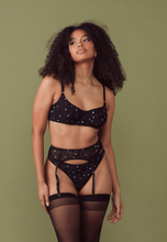 Load image into Gallery viewer, Mesh Underwire Bralette (Black w/ Foil Stars)
