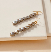 Load image into Gallery viewer, Taupe Glass Beaded Dangling Earrings
